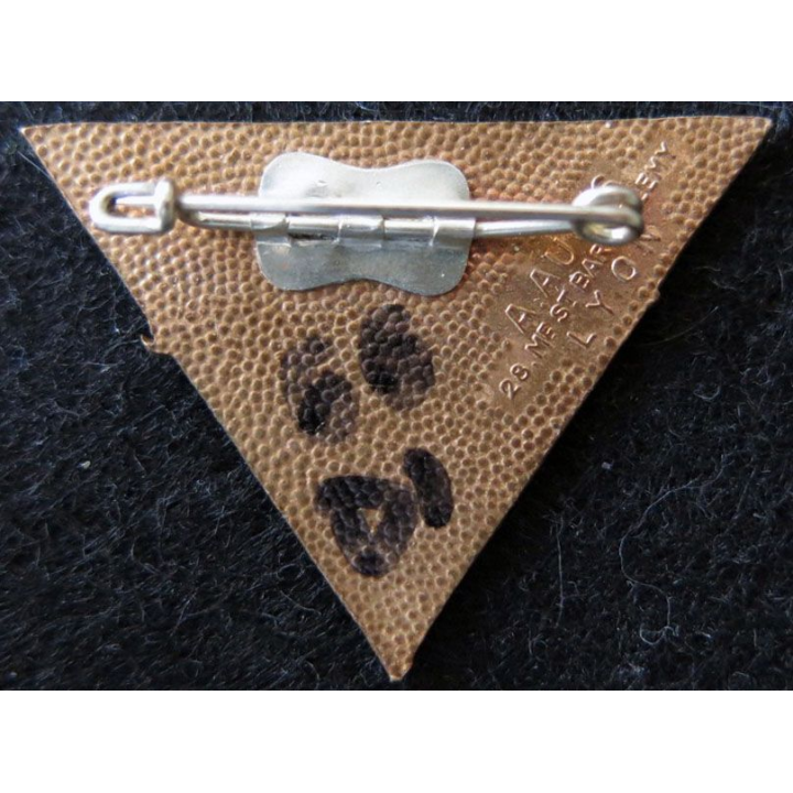 66° DI : Insigne métallique de la 66° division d'infanterie 1939 de fabrication Augis rue St Barhélémy Lyon émail