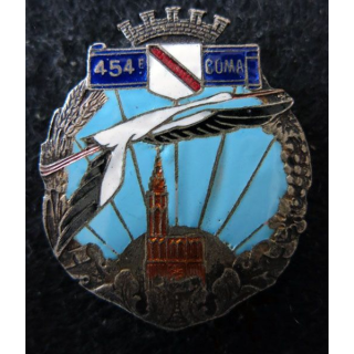 454° COMA : insigne de la 454° section des commis ouvriers militaires d'administration fabrication Isler émail