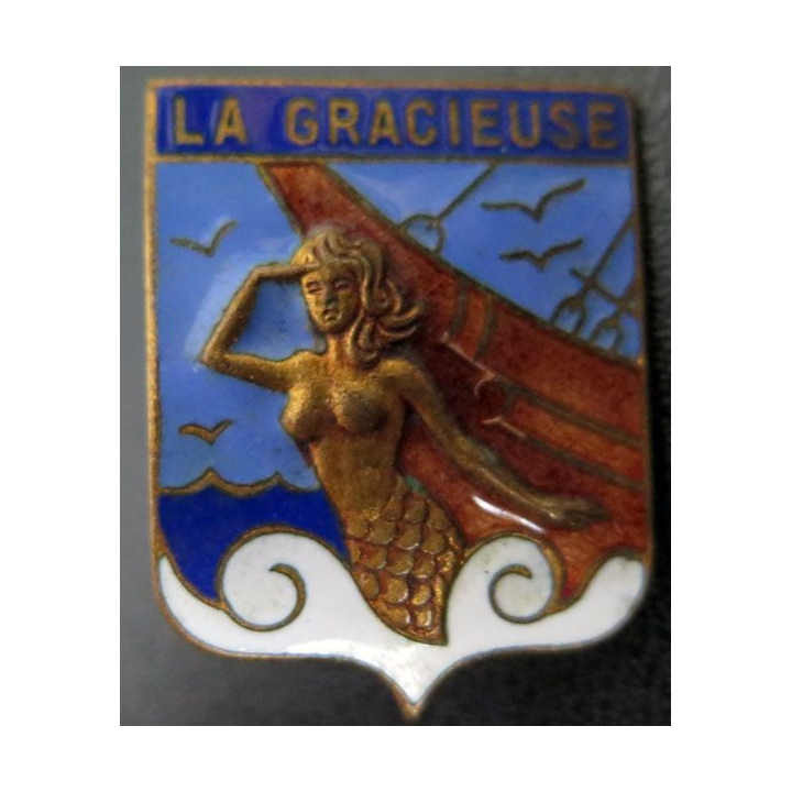 LA GRACIEUSE : Aviso Dragueur La Gracieuse de fabrication Augis en émail