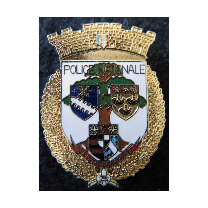 POLICE : Insigne métallique de la police nationale de Livry Gargan en émail