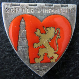 201° RI : 201° régiment d'infanterie de fabrication Mellerio déposé en émail