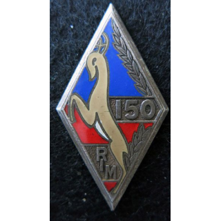 150° RIM : Insigne métallique du 150° régiment d'infanterie motorisé fabrication Drago Paris G. 460 émail