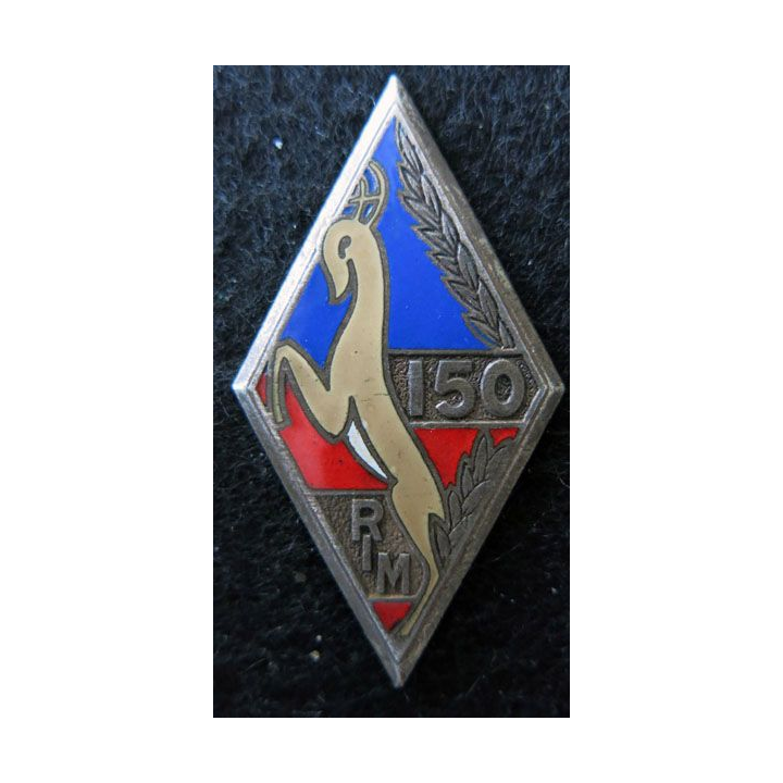 150° RIM : Insigne métallique du 150° régiment d'infanterie motorisé fabrication Drago Paris G. 460 émail