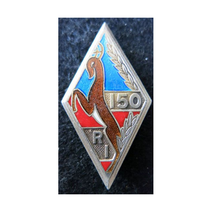 150° RI : Insigne métallique du 150° régiment d'infanterie de fabrication Drago Paris G. 460 en argent