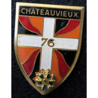 76° RI : Insigne métallique du 76° régiment d'infanterie de fabrication Drago Paris G. 1929  LH relief