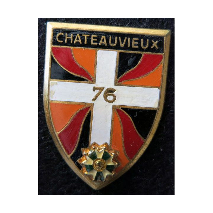 76° RI : Insigne métallique du 76° régiment d'infanterie de fabrication Drago Paris G. 1929  LH relief