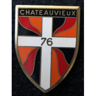 76° RI : Insigne métallique du 76° régiment d'infanterie de fabrication Drago Paris G. 1929  sans LH