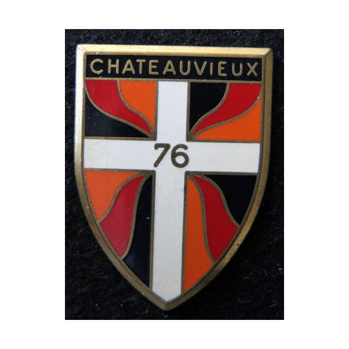 76° RI : Insigne métallique du 76° régiment d'infanterie de fabrication Drago Paris G. 1929  sans LH