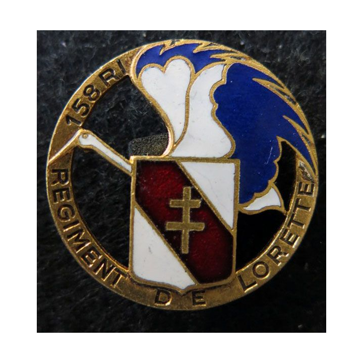 158° RI : 158° régiment d'infanterie régiment de Lorette Drago rond 35 mm en émail