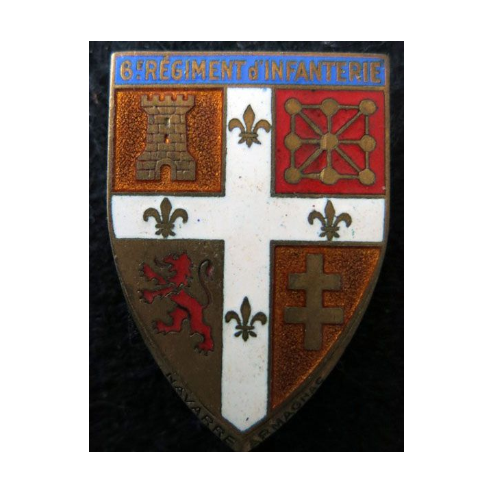 6° RI : 6° régiment d'infanterie de fabrication Drago Paris G. 1167 en émail faux numéro
