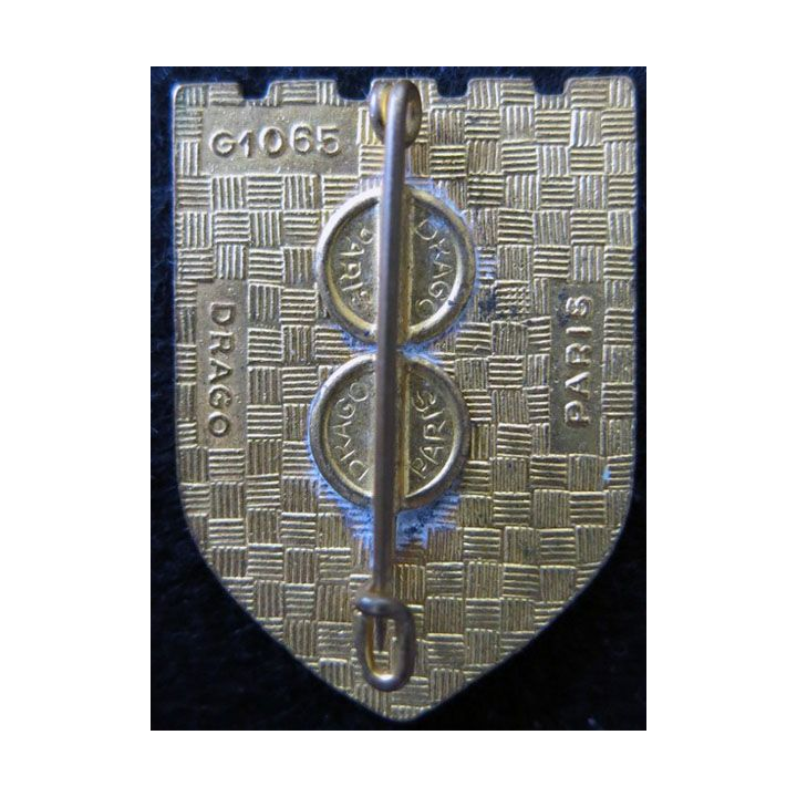 15° DI : Insigne métallique de la 15° division d’infanterie de fabrication Drago Paris G. 1065 en relief et en émail