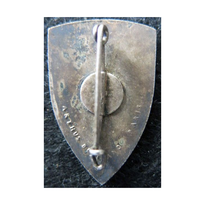 19° DI : Insigne métallique de la 19° division d’infanterie de fabrication Arhus Bertrand en émail avec poinçon