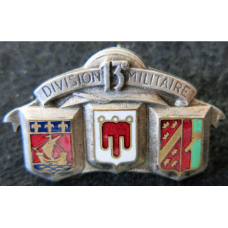 13° DM : insigne de la 13° division militaire fabrication Drago Paris Nice déposé en émail