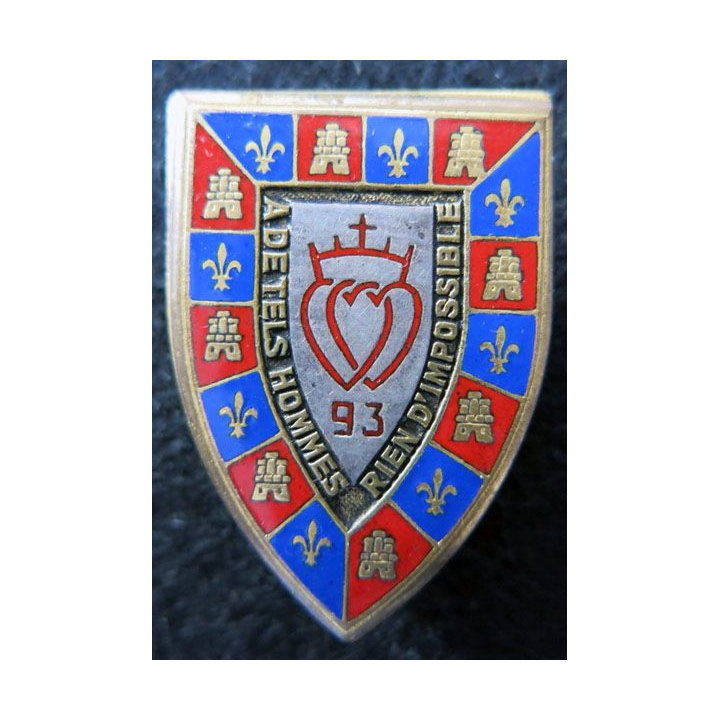 93° RI : 93° régiment d'infanterie de fabrication Drago Paris H. 282 en émail