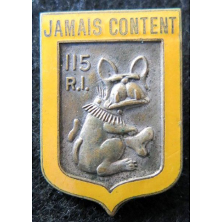 115° RI : insigne métallique du 115° régiment d'infanterie Fraisse Demey Paris en émail