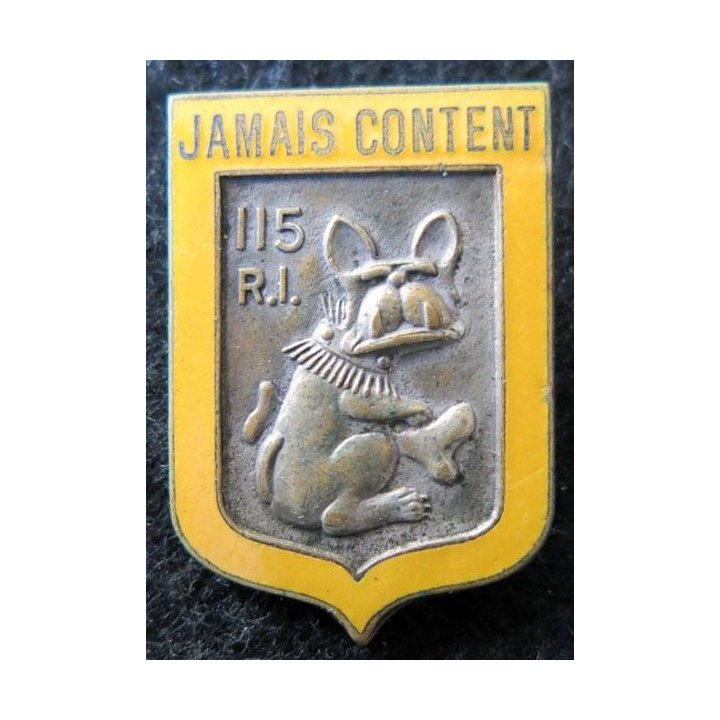 115° RI : insigne métallique du 115° régiment d'infanterie Fraisse Demey Paris en émail