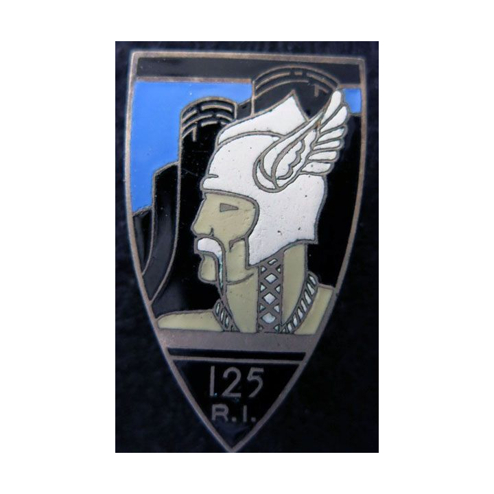 125° RI : 125° régiment infanterie de fabrication Fraisse Demey en émail grand feu