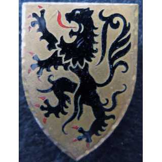 1° DI : Insigne métallique de la 1° division d’infanterie  de fabrication Drago Béranger déposé en émail