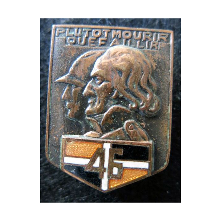 46° RI : Insigne métallique du 46° régiment d'infanterie de fabrication Klein et Quenzer  en émail