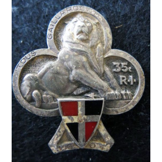 35° RI : insigne métallique du 35° régiment d'infanterie 1604 Drago Paris G. 913