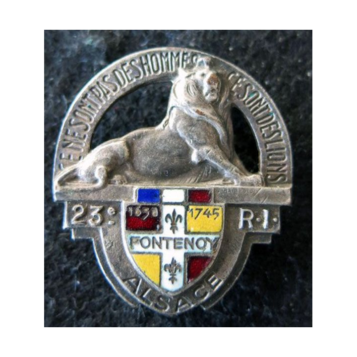 23° RI : insigne du 23° régiment d'infanterie Drago Paris en émail Alsace Fontenoy 1658 1745