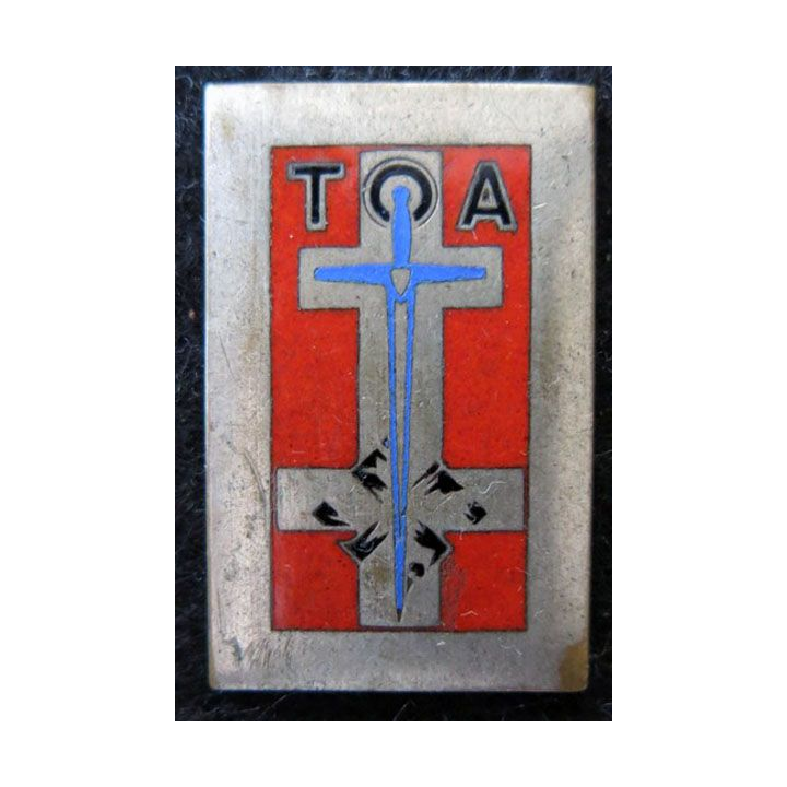 TOA : insigne des TOA troupes d'occupation en Allemagne en émail de fabrication Drago rue Béranger déposé