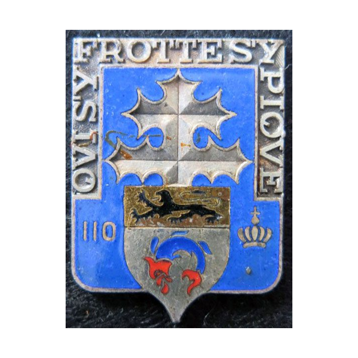 110° RI : insigne métallique du 110° Régiment d'infanterie de fabrication Andor en émail sans attache