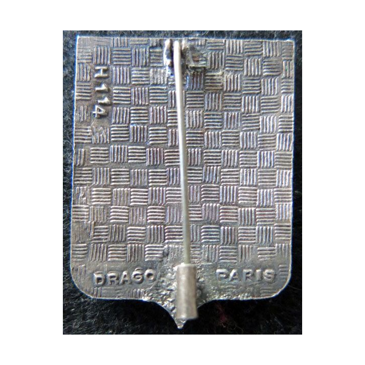 110° RI : insigne  en argent du 110° Régiment d'infanterie Drago H. 114 en émail éclats d'émail