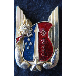 2° RHC : insigne du 2° régiment d'hélicoptères de combat de fabrication Ballard G. 2804 finition prestige translucide doré