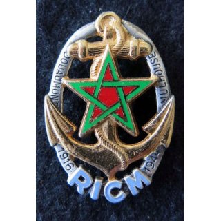 RICM : insigne métallique du régiment d'infanterie chars de marine de fabrication Drago Noisiel G. 1933