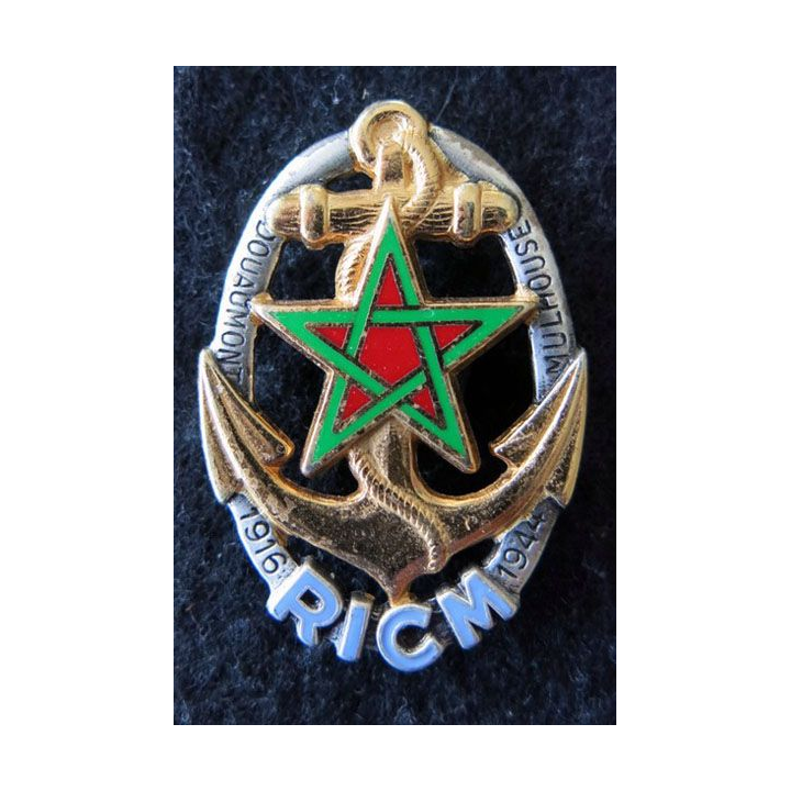 RICM : insigne métallique du régiment d'infanterie chars de marine de fabrication Drago Noisiel G. 1933