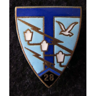 28° RT : insigne du 28° régiment de transmissions de fabrication Drago H. 208 en émail