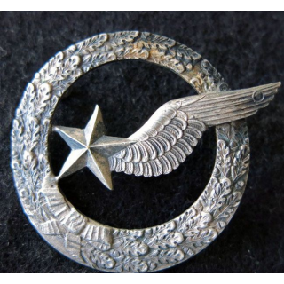 ARMÉE AIR : insigne métallique brevet d'élève pilote observateur sans fabricant 42 mm tout argenté