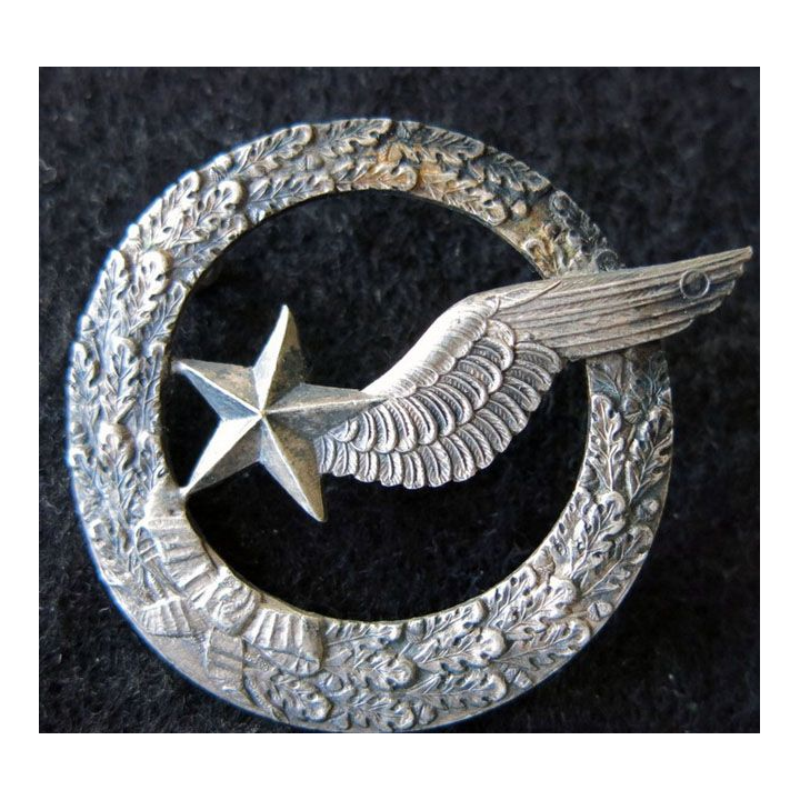 ARMÉE AIR : insigne métallique brevet d'élève pilote observateur sans fabricant 42 mm tout argenté