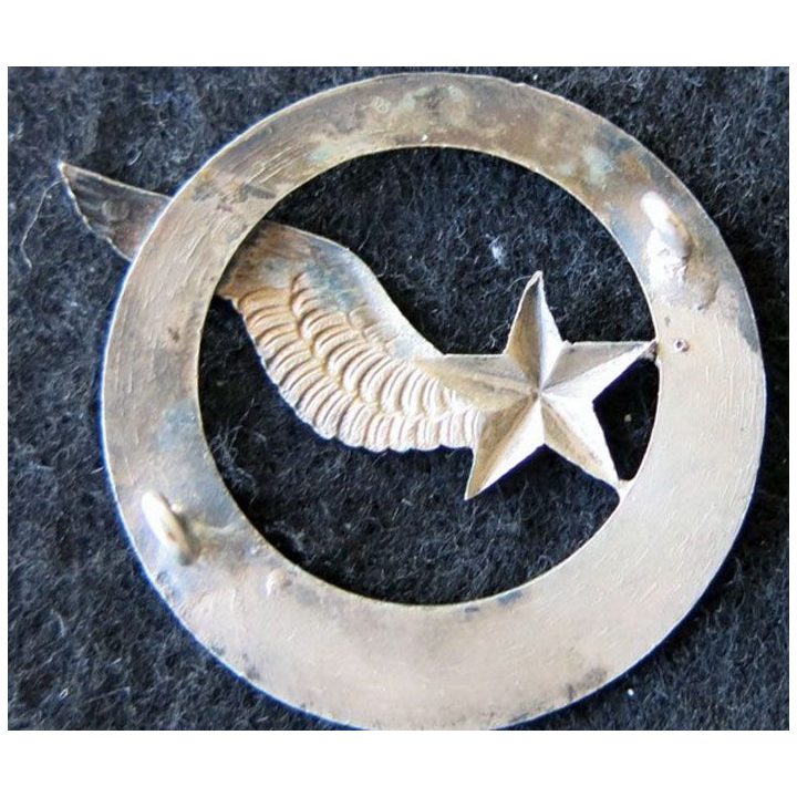 ARMÉE AIR : insigne métallique brevet d'élève pilote observateur sans fabricant 42 mm tout argenté