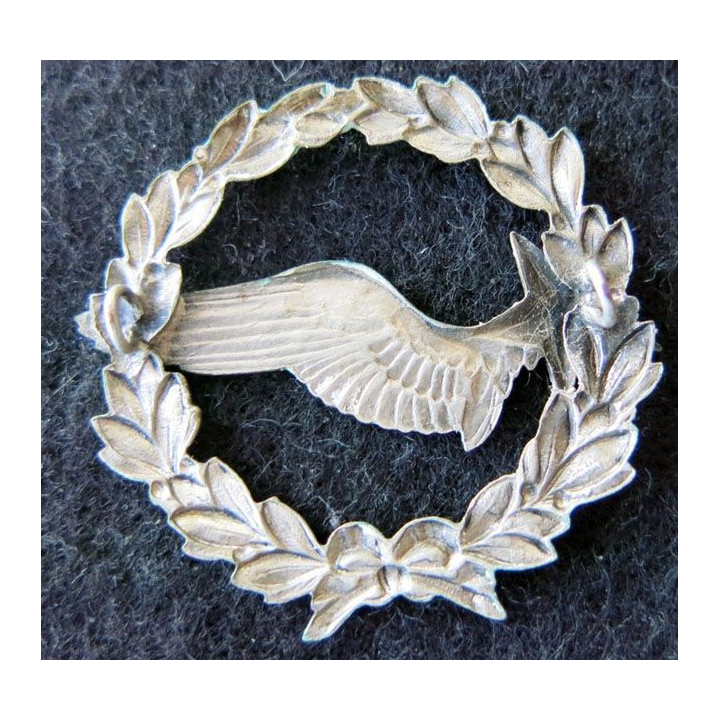 ARMÉE AIR : insigne métallique brevet d'élève pilote observateur sans fabricant 40 mm tout argenté