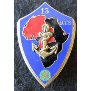 13° RTS : insigne du 13° régiment de tirailleurs sénégalais RTS Drago H. 650 en émail grosse ancre