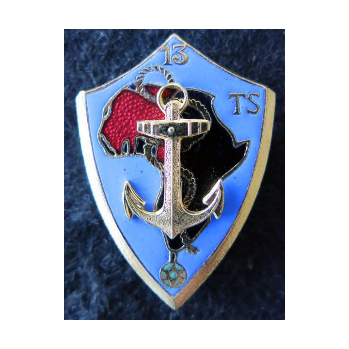 13° RTS : insigne du 13° régiment de tirailleurs sénégalais RTS Drago H. 650 en émail grosse ancre