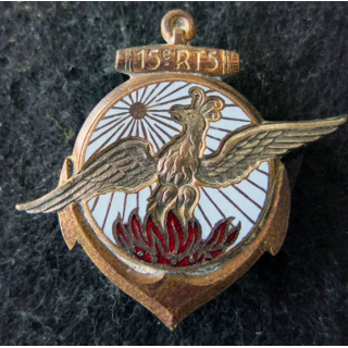 15° RTS : Insigne métallique du 15° Régiment de Tirailleurs Sénégalais Drago Romainville H. 315