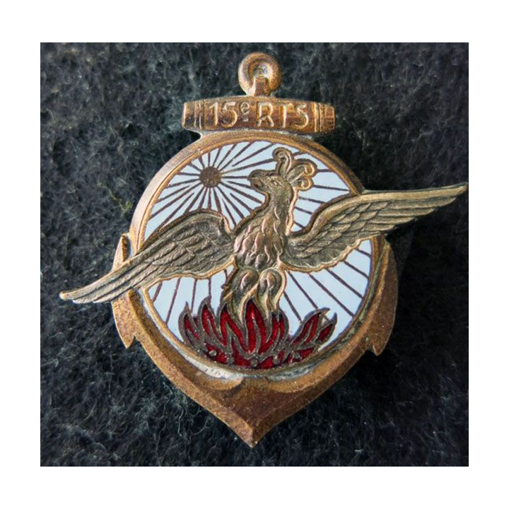 15° RTS : Insigne métallique du 15° Régiment de Tirailleurs Sénégalais Drago Romainville H. 315