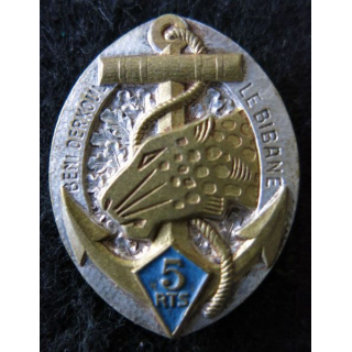 5° RTS : insigne métallique du 5° régiment de tirailleurs sénégalais Drago Beranger déposé