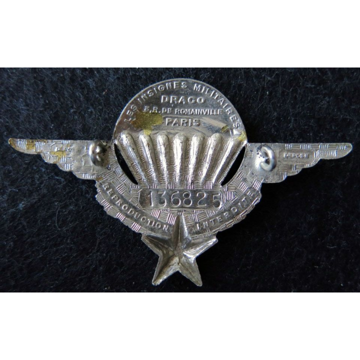 BREVET PARA : Brevet parachutiste Drago Romainville déposé numéroté 36825