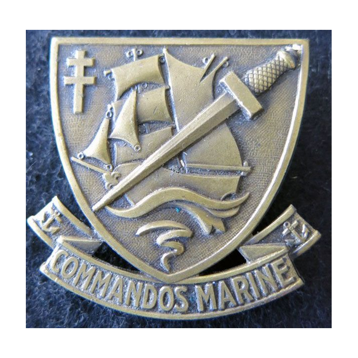 COMMANDO : insigne de béret des commandos Marine fabrication Drago Paris deux épingles