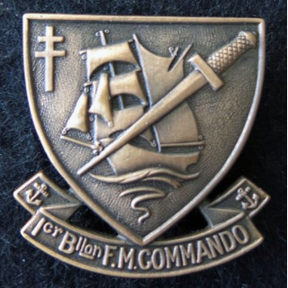 1° BFMC : insigne de béret 1° bataillon fusiliers marins commandos retirage