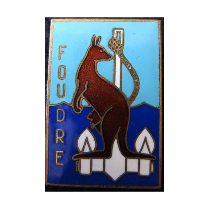 FOUDRE : Insigne du  transport de chalands de débarquement Foudre de fabrication Augis Lyon en émail