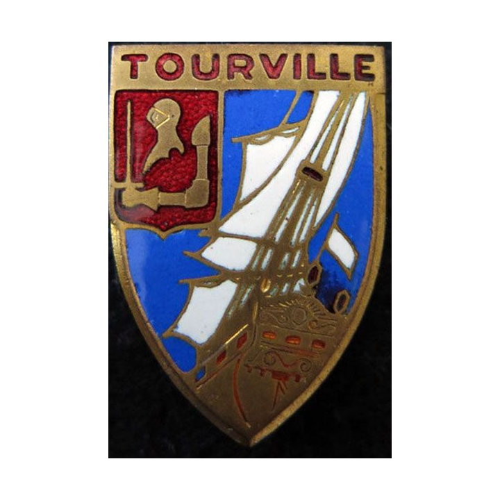 TOURVILLE : insigne du Croiseur Tourville de fabrication Augis en émail