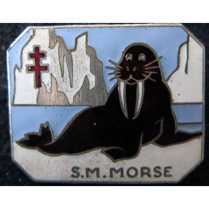 MORSE : insigne métallique du sous marin type anglais (P87) Morse ABP en émail