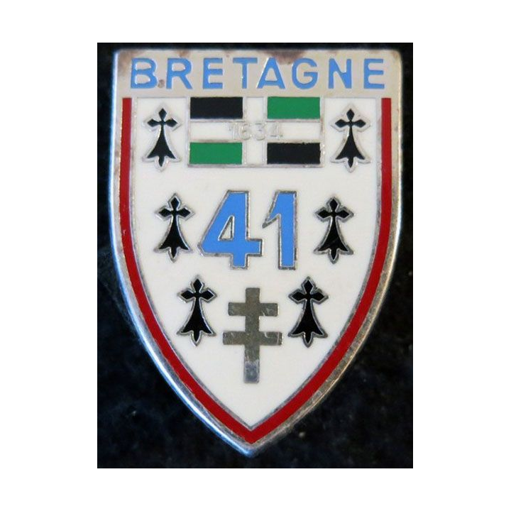 41° RI : insigne métallique du 41° régiment d'infanterie Drago Noisiel chiffres épais