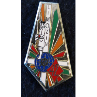 42° RI : Insigne métallique du 42° régiment d'infanterie LIMOZIN  Delsart Sens G. 3089 dos guilloché