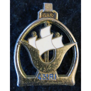 43° RI CM : insigne  43° régiment d'infanterie au Maroc fabrication Delsart Sens G. 1396 retirage